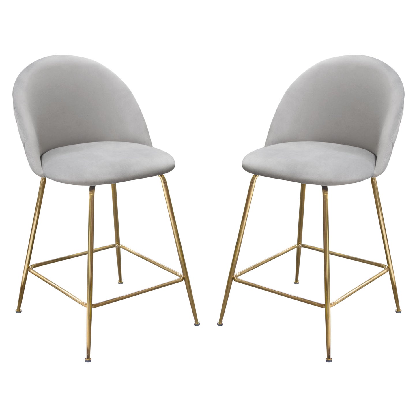 Lilly Set of (2) Counter Height Chairs in Grey Velvet w/ Brushed Gold Metal Legs by Diamond Sofa LILLYSTGR2PK