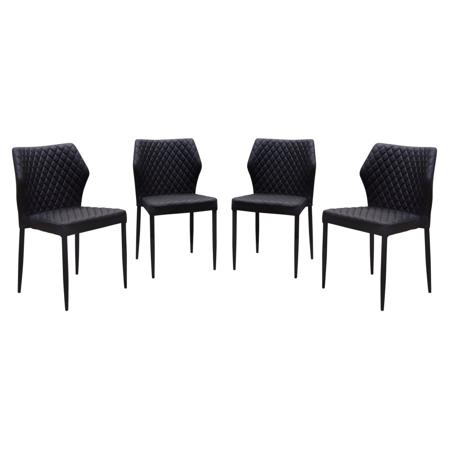 Milo 4-Pack Dining Chairs in Diamond Tufted Leatherette with Black Powder Coat Legs by Diamond Sofa