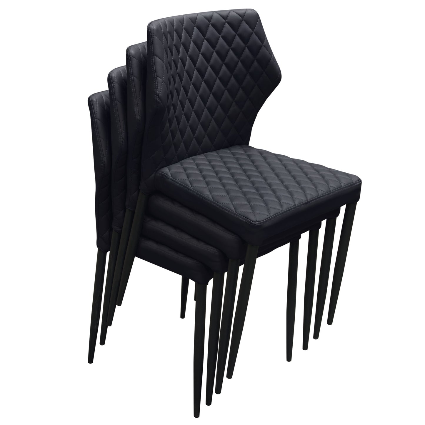 Milo 4-Pack Dining Chairs in Diamond Tufted Leatherette with Black Powder Coat Legs by Diamond Sofa