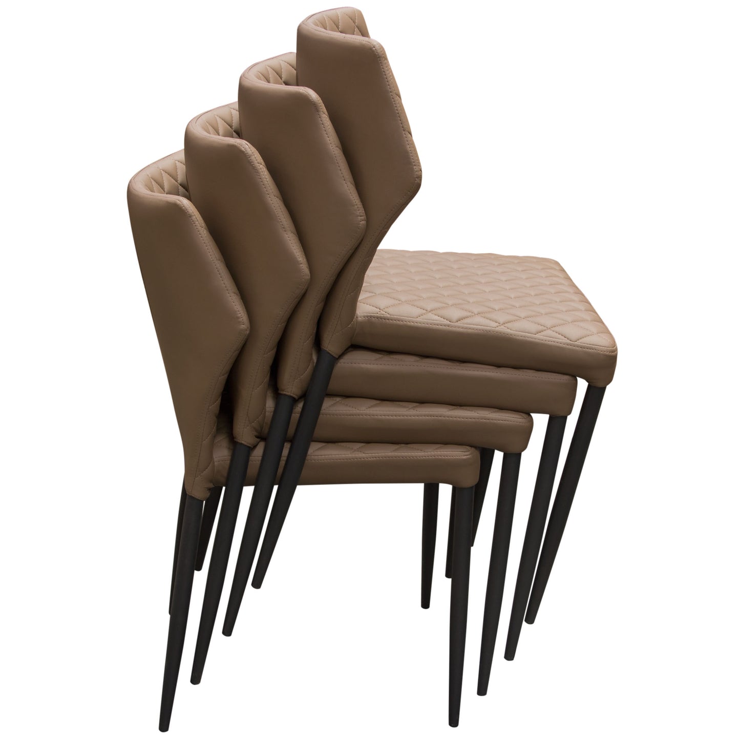 Milo 4-Pack Dining Chairs in Diamond Tufted Leatherette with Black Powder Coat Legs by Diamond Sofa