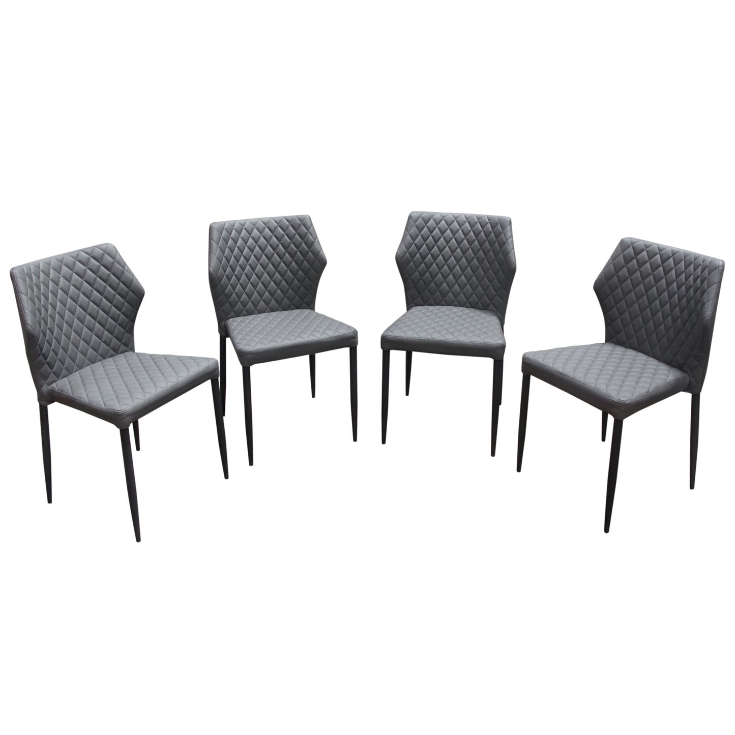 Milo 4-Pack Dining Chairs in Diamond Tufted Leatherette with Black Powder Coat Legs by Diamond Sofa