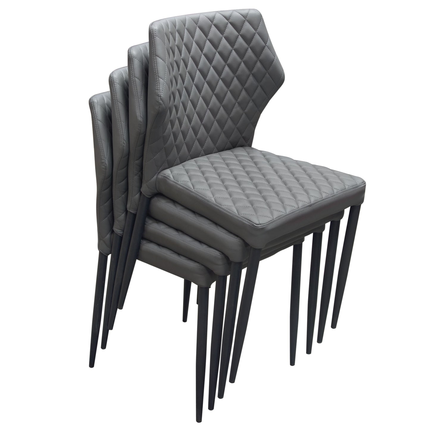 Milo 4-Pack Dining Chairs in Diamond Tufted Leatherette with Black Powder Coat Legs by Diamond Sofa