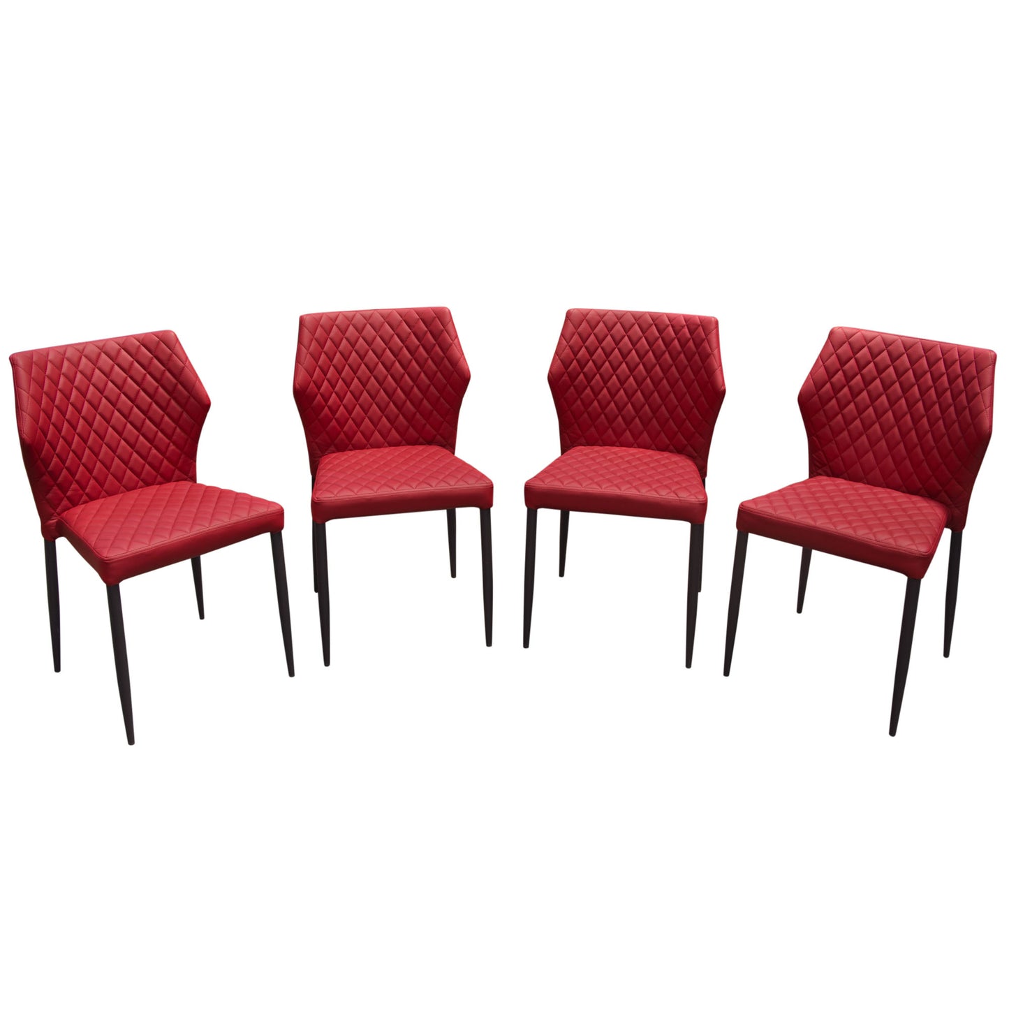 Milo 4-Pack Dining Chairs in Diamond Tufted Leatherette with Black Powder Coat Legs by Diamond Sofa