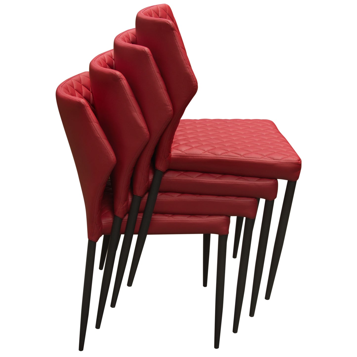 Milo 4-Pack Dining Chairs in Diamond Tufted Leatherette with Black Powder Coat Legs by Diamond Sofa