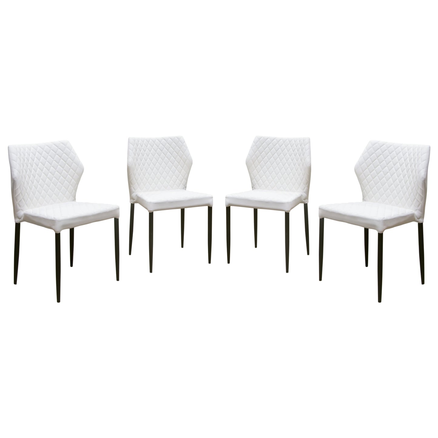 Milo 4-Pack Dining Chairs in Diamond Tufted Leatherette with Black Powder Coat Legs by Diamond Sofa