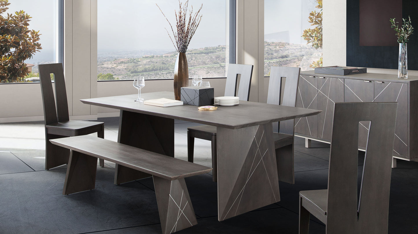 Motion Solid Mango Wood Dining Table in Smoke Grey Finish w/ Silver Metal Inlay by Diamond Sofa MOTIONDTGR