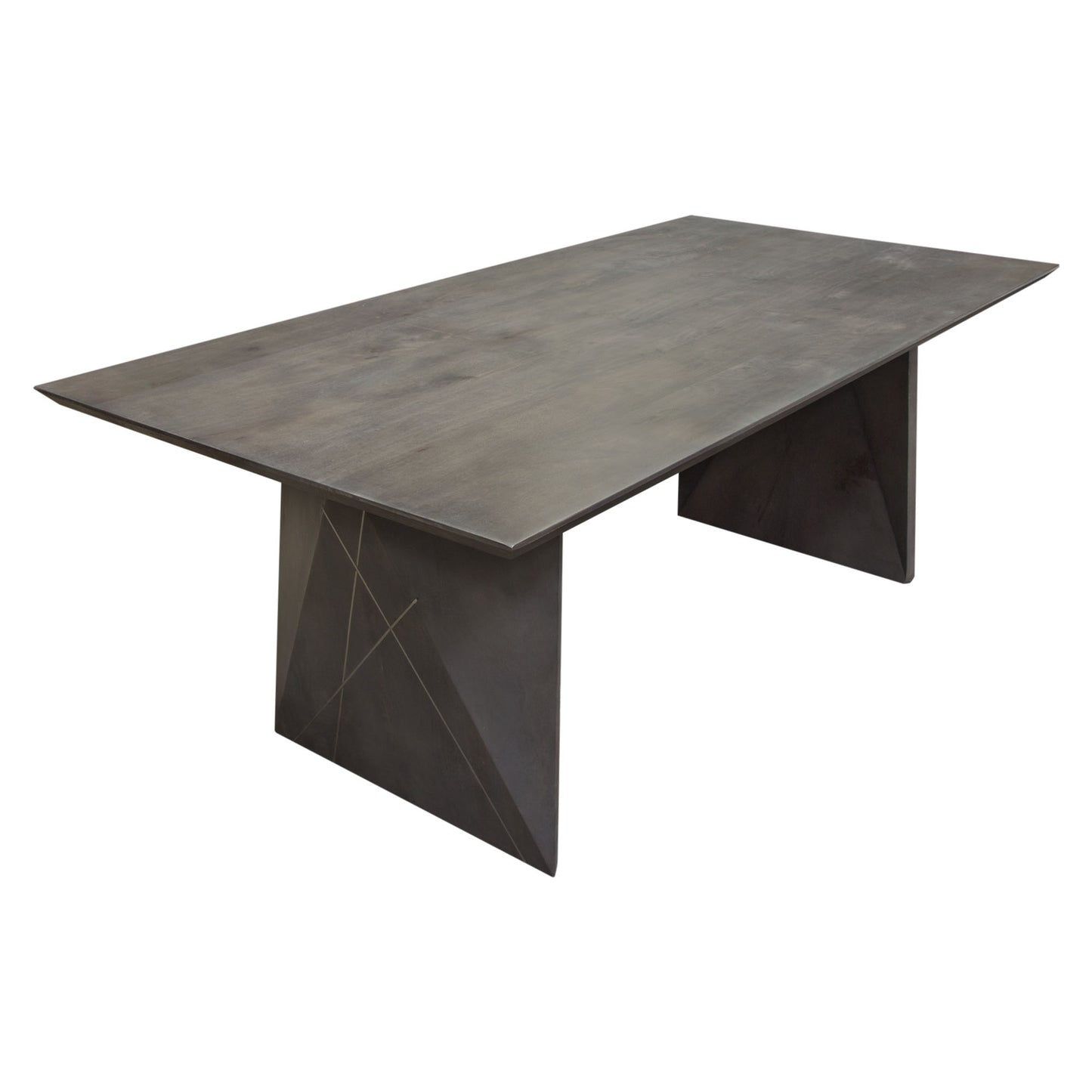 Motion Solid Mango Wood Dining Table in Smoke Grey Finish w/ Silver Metal Inlay by Diamond Sofa MOTIONDTGR