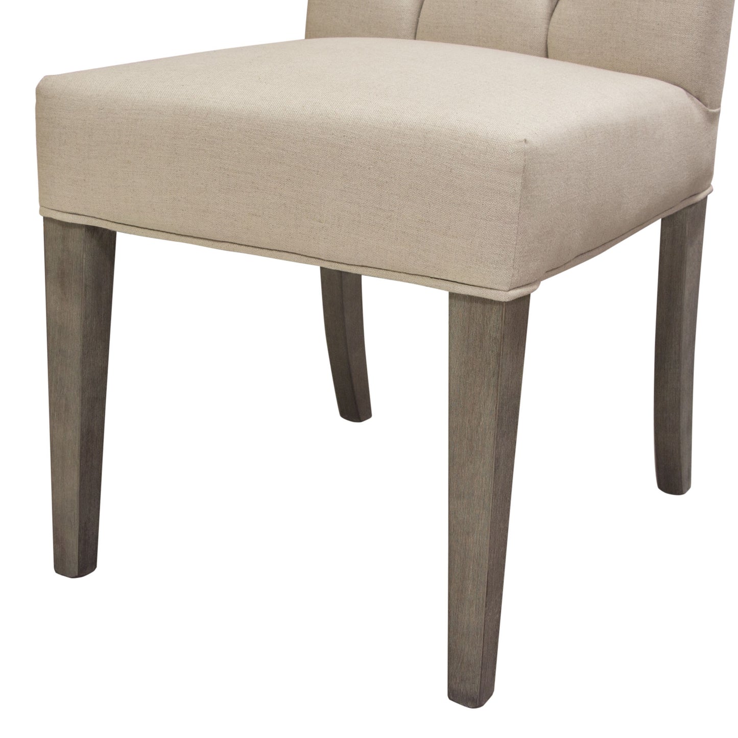 Set of Two Napa Tufted Dining Side Chairs in Sand Linen Fabric with Wood Legs in Grey Oak Finish by Diamond Sofa NAPADCLN2PK