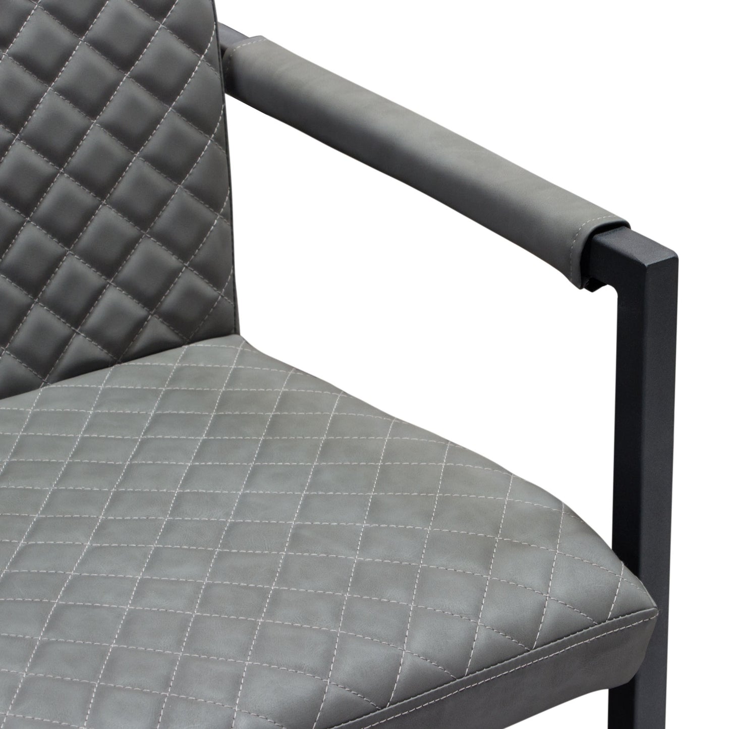 Nolan 2-Pack Dining Chairs in Charcoal Diamond Tufted Leatherette on Charcoal Powder Coat Frame by Diamond Sofa NOLANDCBL2PK