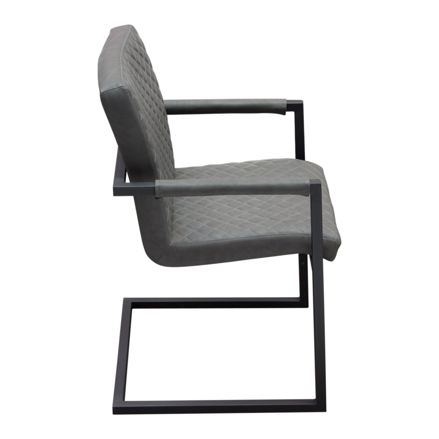 Nolan 2-Pack Dining Chairs in Charcoal Diamond Tufted Leatherette on Charcoal Powder Coat Frame by Diamond Sofa NOLANDCBL2PK