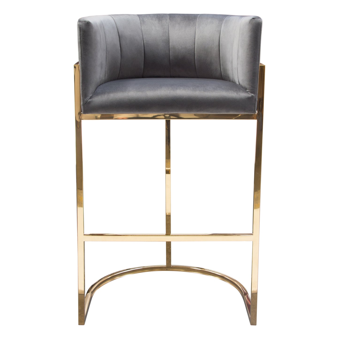 Pandora Bar Height Chair in Grey Velvet with Polished Gold Frame by Diamond Sofa PANDORABCGR1PK