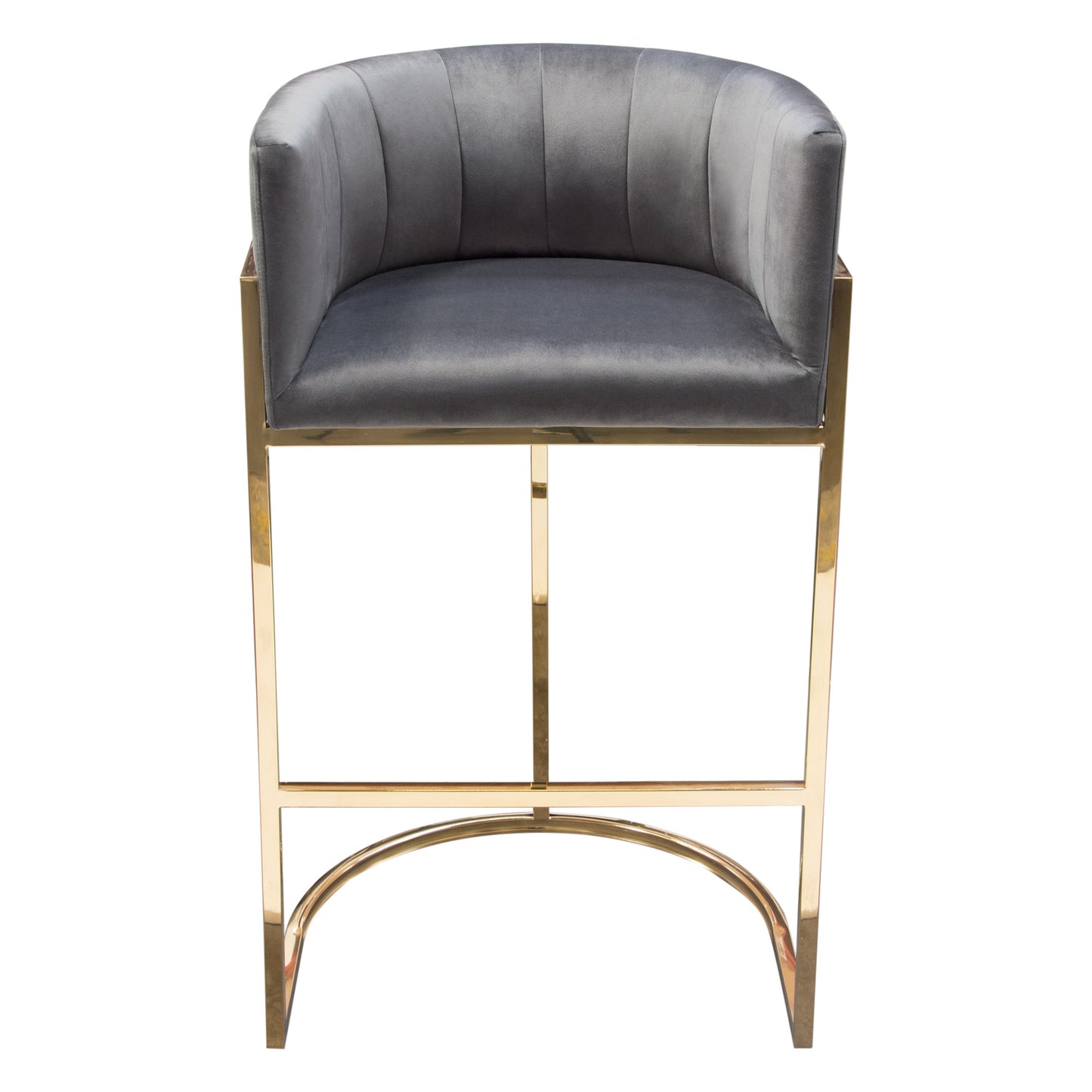 Pandora Bar Height Chair in Grey Velvet with Polished Gold Frame by Diamond Sofa PANDORABCGR1PK