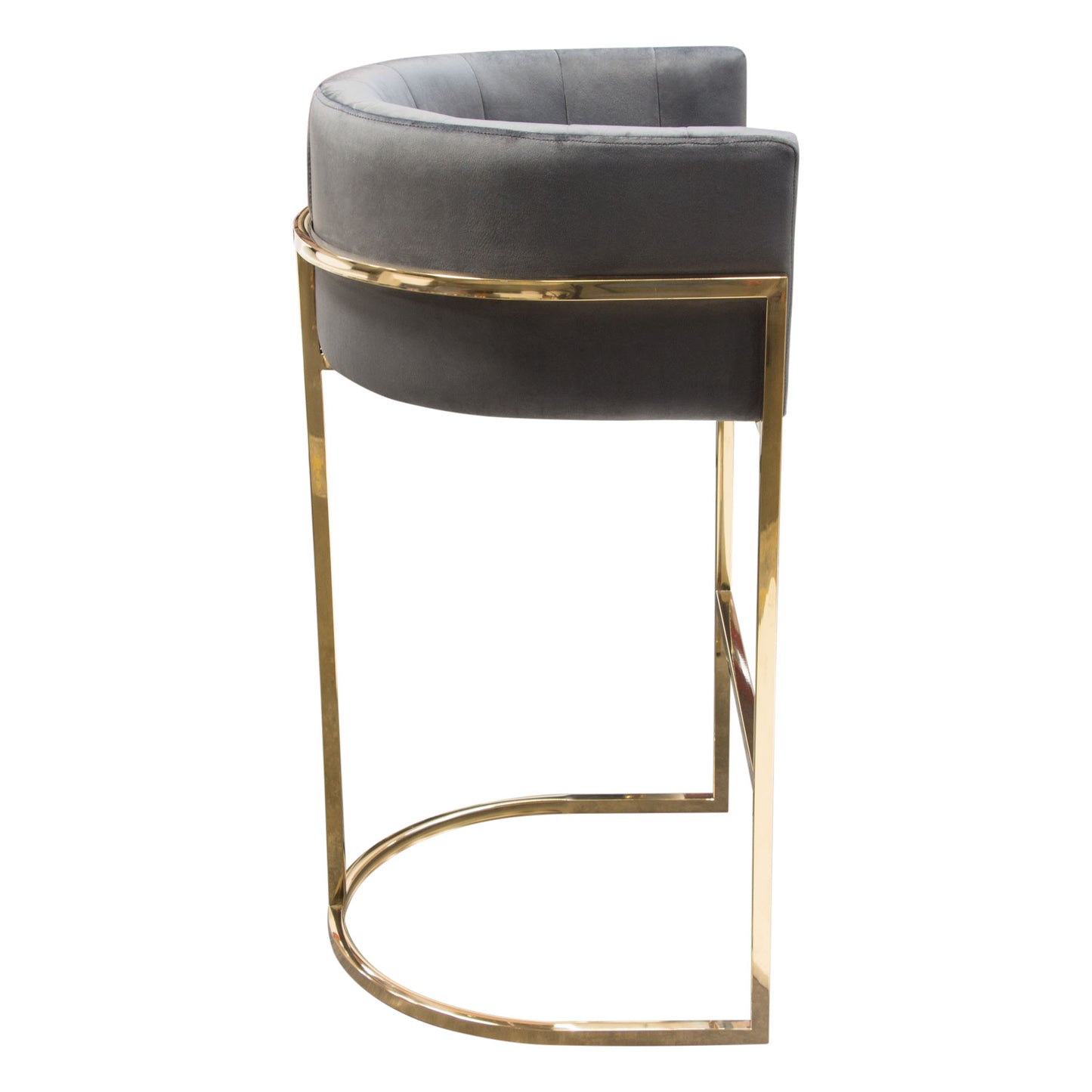 Pandora Bar Height Chair in Grey Velvet with Polished Gold Frame by Diamond Sofa PANDORABCGR1PK