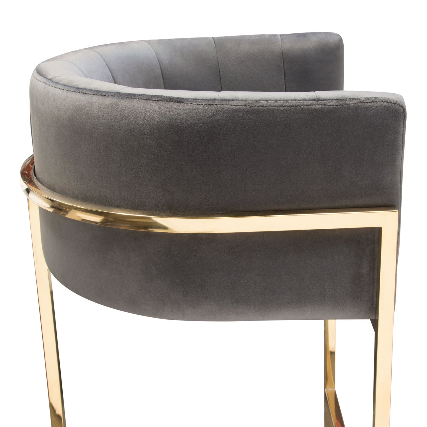 Pandora Bar Height Chair in Grey Velvet with Polished Gold Frame by Diamond Sofa PANDORABCGR1PK