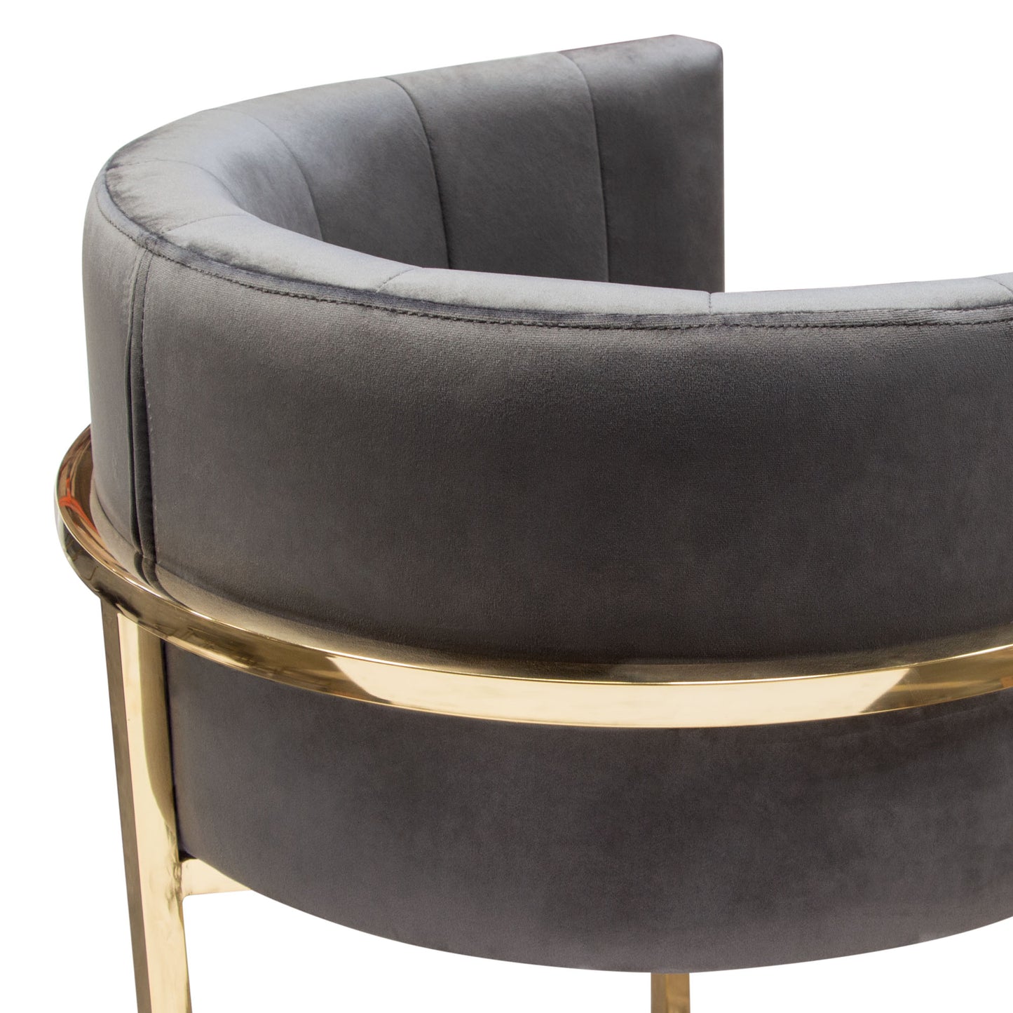 Pandora Bar Height Chair in Grey Velvet with Polished Gold Frame by Diamond Sofa PANDORABCGR1PK