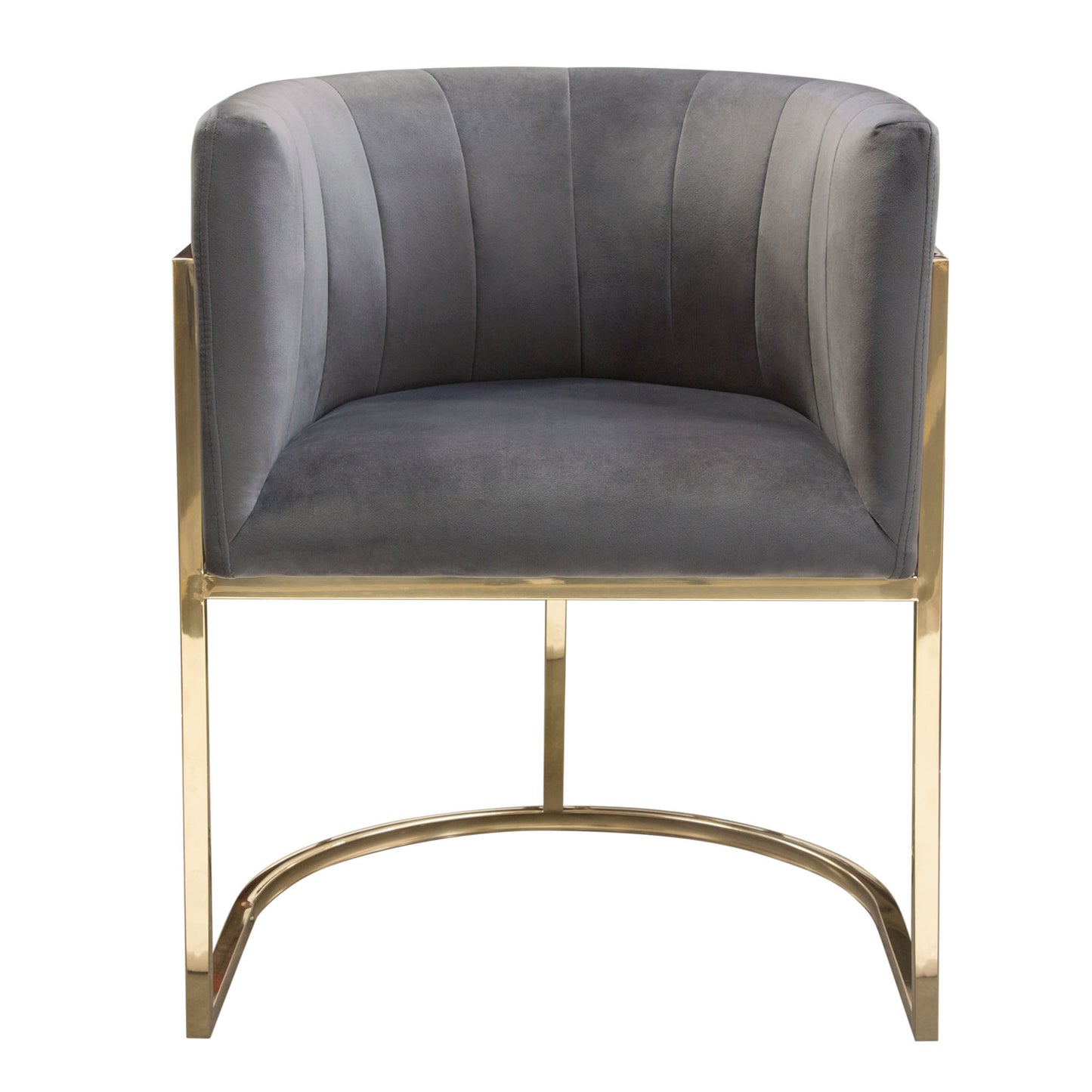 Pandora Dining Chair in Grey Velvet with Polished Gold Frame by Diamond Sofa PANDORADCGR1PK