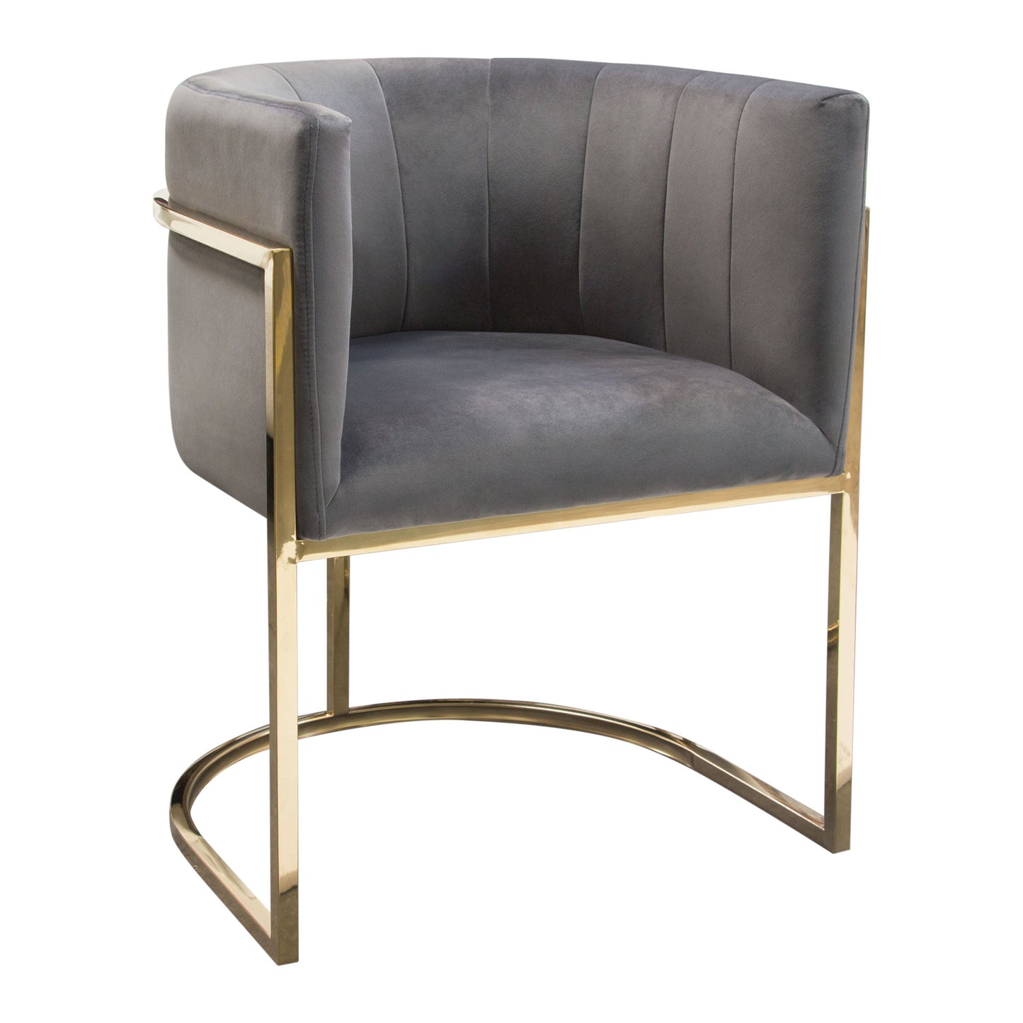 Pandora Dining Chair in Grey Velvet with Polished Gold Frame by Diamond Sofa PANDORADCGR1PK