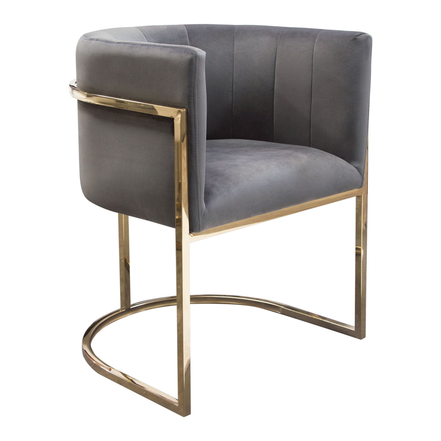 Pandora Dining Chair in Grey Velvet with Polished Gold Frame by Diamond Sofa PANDORADCGR1PK