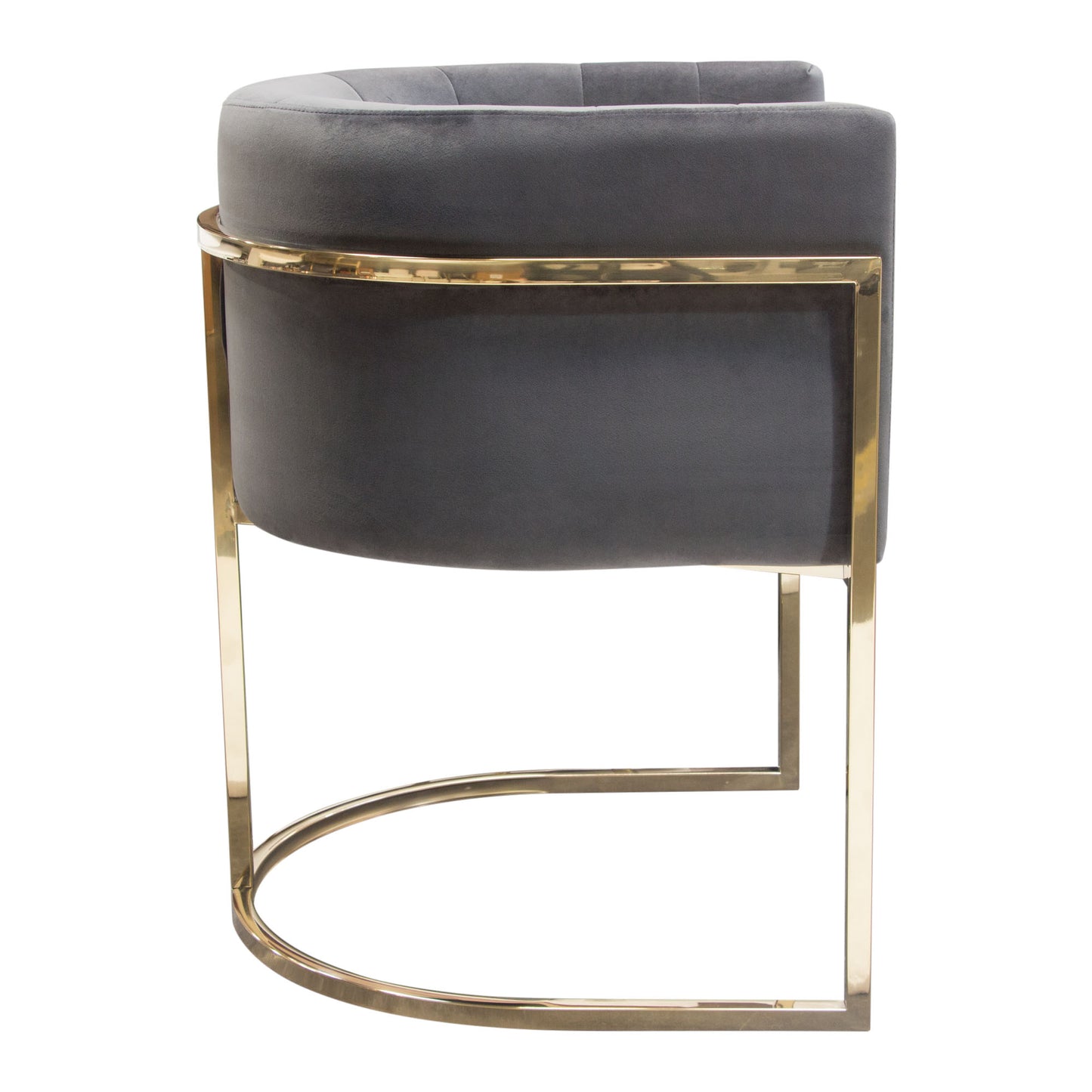 Pandora Dining Chair in Grey Velvet with Polished Gold Frame by Diamond Sofa PANDORADCGR1PK