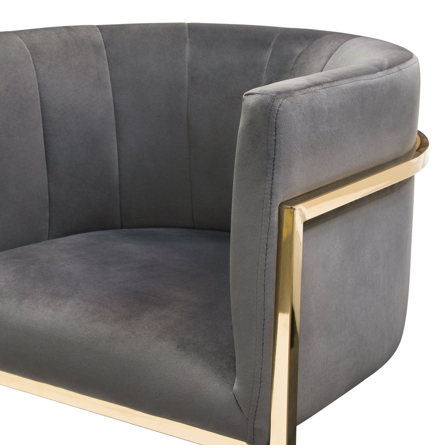 Pandora Dining Chair in Grey Velvet with Polished Gold Frame by Diamond Sofa PANDORADCGR1PK