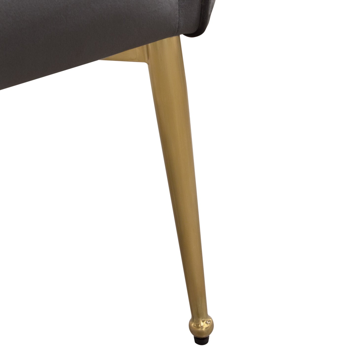 Set of (2) Quinn Dining Chairs w/ Vertical Outside Pleat Detail and Contoured Arm in Velvet w/ Brushed Gold Metal Leg by Diamond Sofa