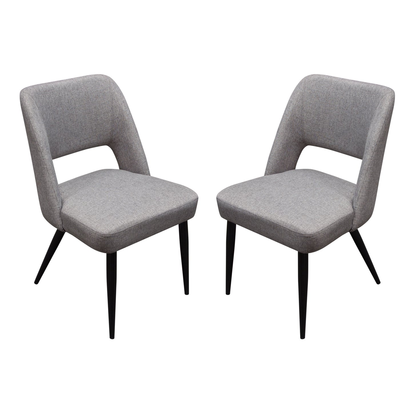 Set of (2) Reveal Dining Chairs in Grey Fabric w/ Black Powder Coat Metal Leg by Diamond Sofa REVEALDCGR2PK