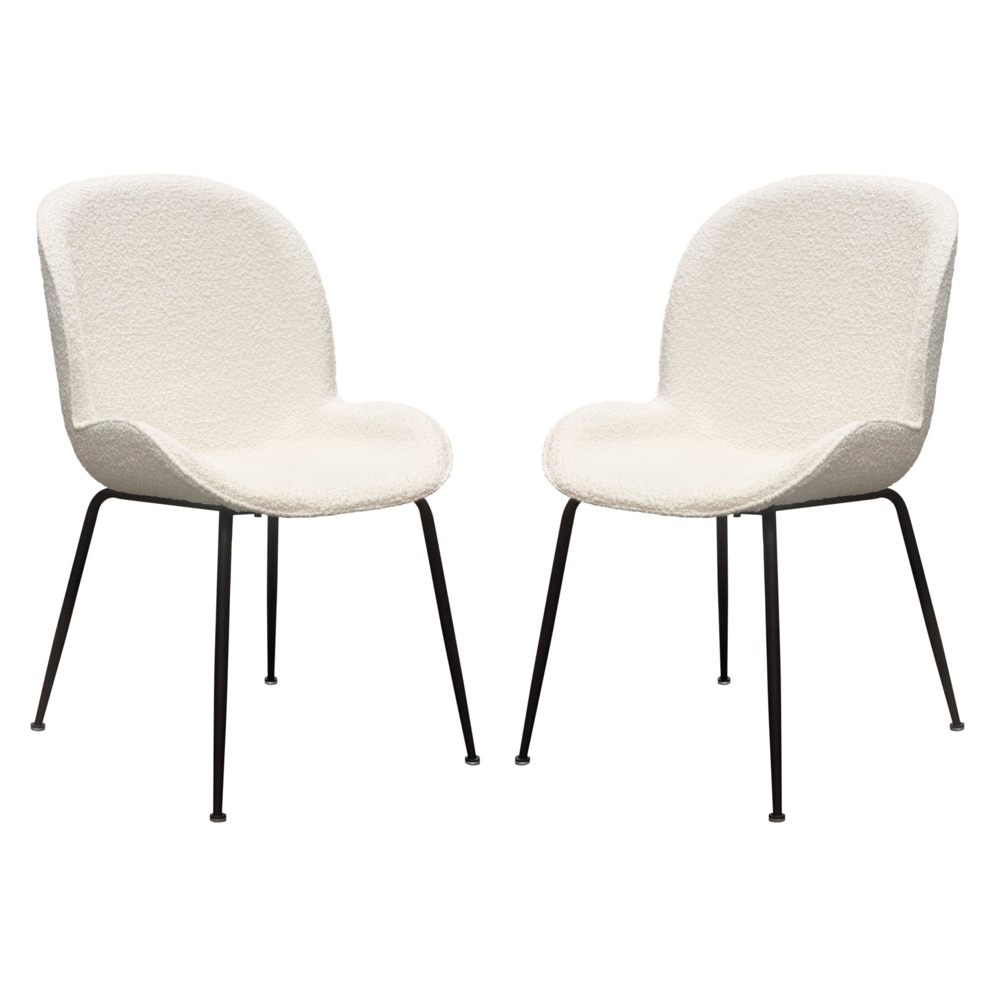 Session 2-Pack Dining Chair in Ivory Boucle w/ Black Powder Coat Metal Leg by Diamond Sofa SESSIONDCIV2PK