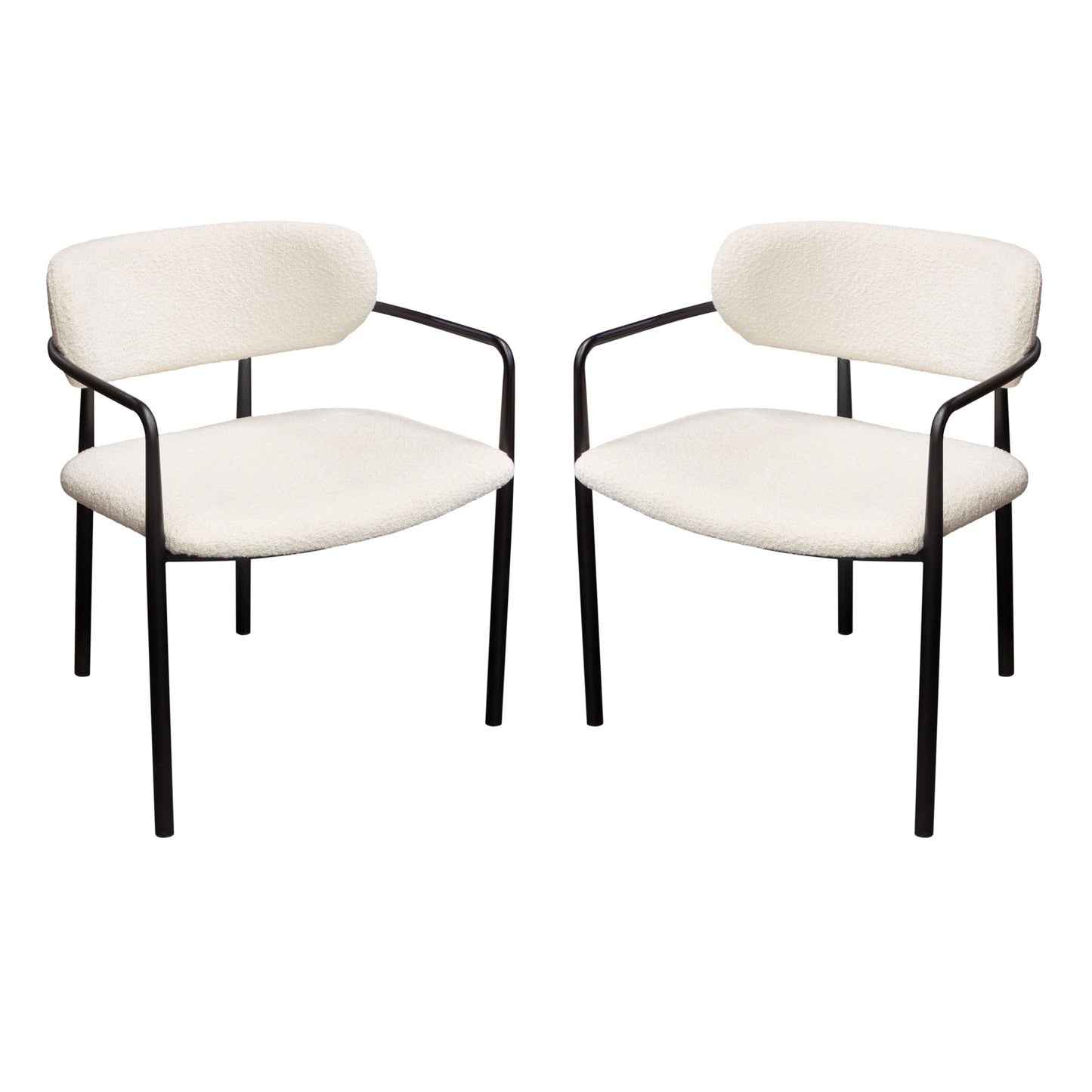 Set of (2) Skyler Dining Chairs in Ivory Boucle Fabric w/ Black Metal Frame by Diamond Sofa SKYLERDCIV2PK