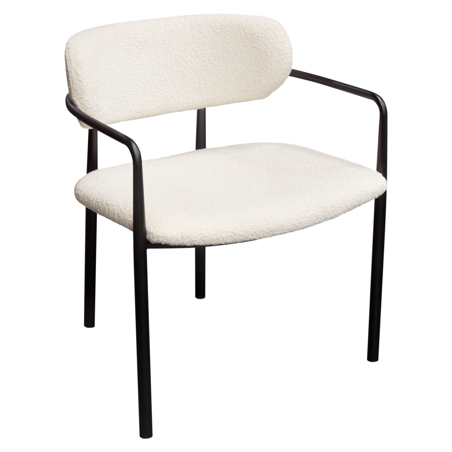 Set of (2) Skyler Dining Chairs in Ivory Boucle Fabric w/ Black Metal Frame by Diamond Sofa SKYLERDCIV2PK