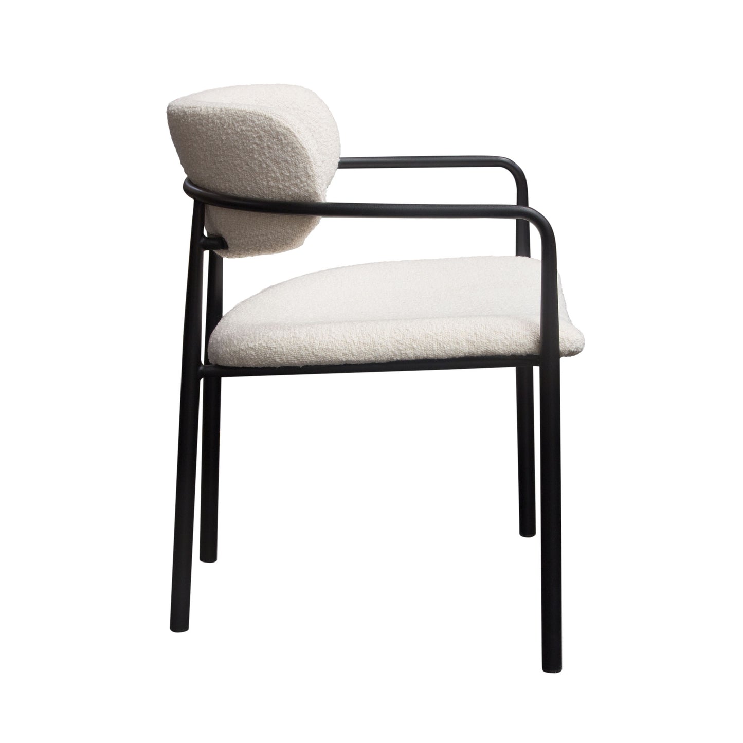 Set of (2) Skyler Dining Chairs in Ivory Boucle Fabric w/ Black Metal Frame by Diamond Sofa SKYLERDCIV2PK