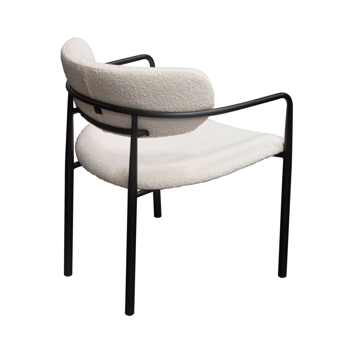 Set of (2) Skyler Dining Chairs in Ivory Boucle Fabric w/ Black Metal Frame by Diamond Sofa SKYLERDCIV2PK