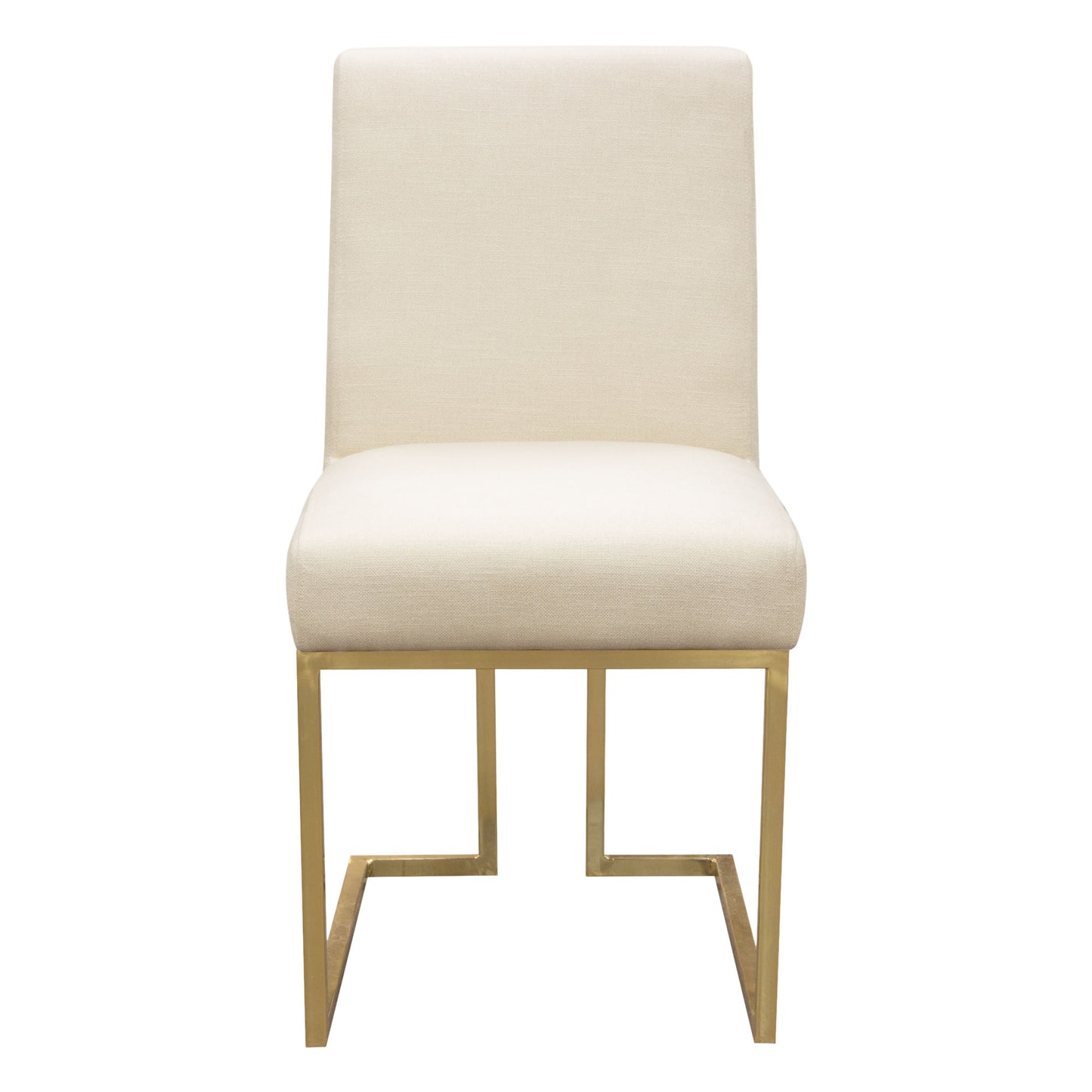 Set of (2) Skyline Dining Chairs in Cream Fabric w/ Polished Gold Metal Frame by Diamond Sofa SKYLINEDCCM2PK