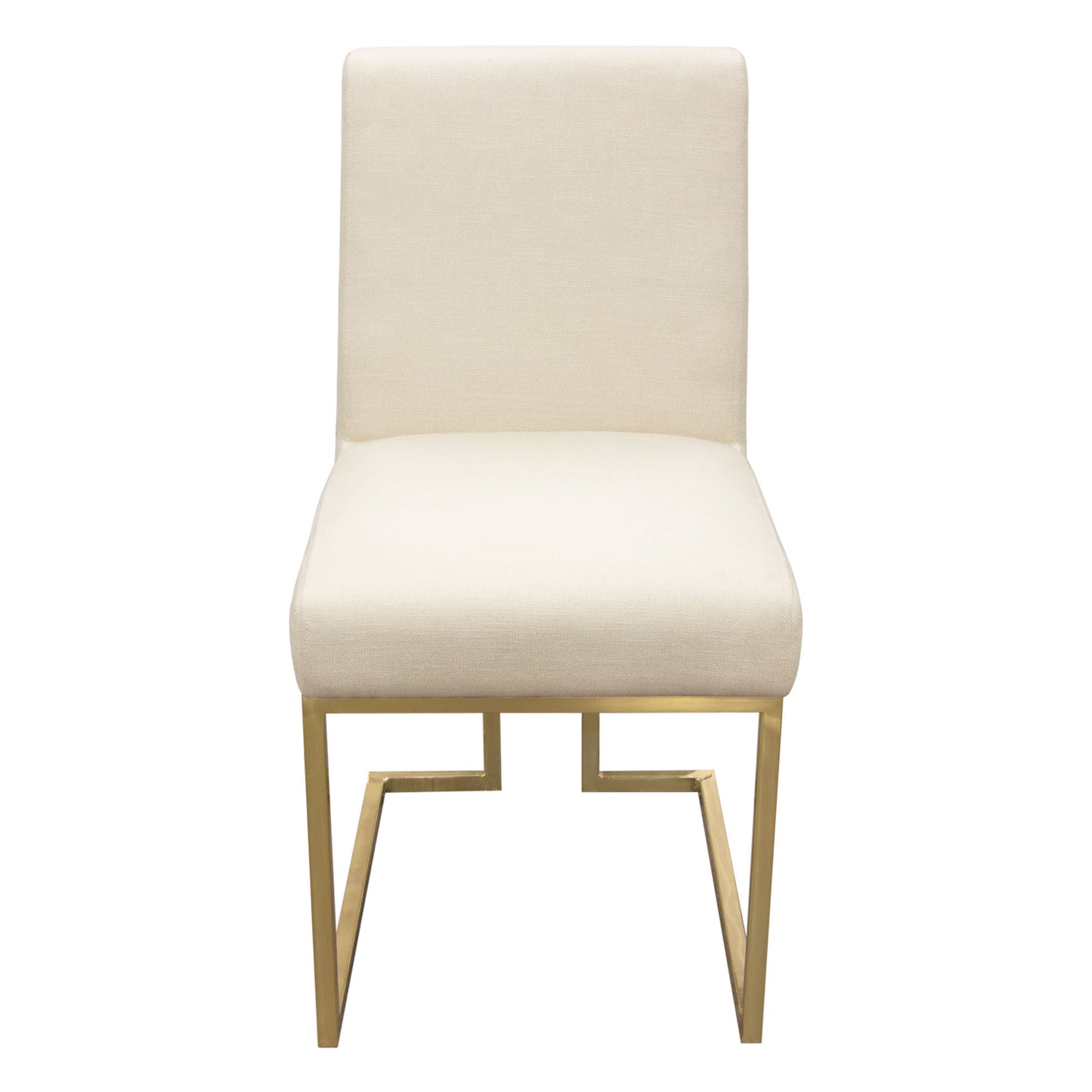 Set of (2) Skyline Dining Chairs in Cream Fabric w/ Polished Gold Metal Frame by Diamond Sofa SKYLINEDCCM2PK