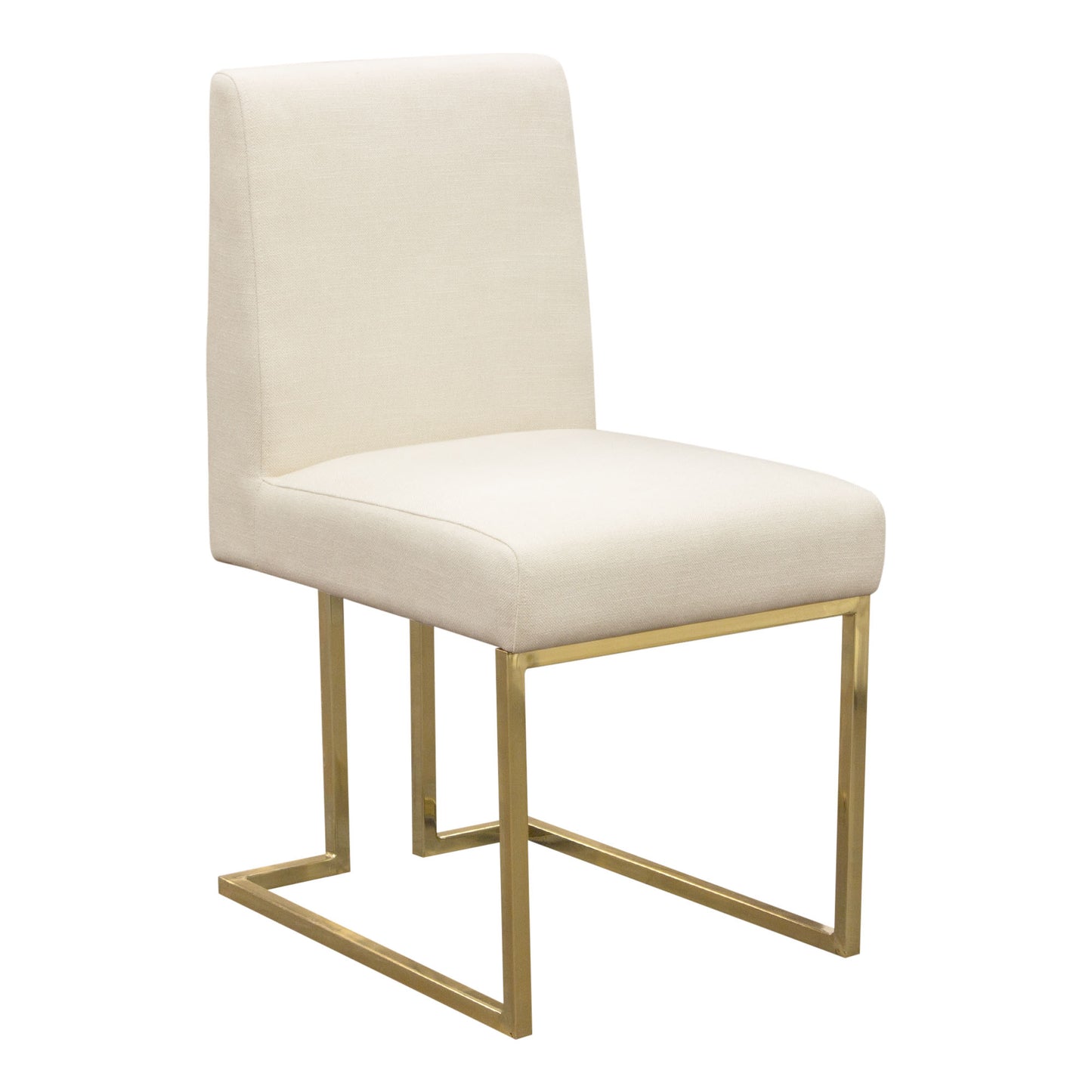 Set of (2) Skyline Dining Chairs in Cream Fabric w/ Polished Gold Metal Frame by Diamond Sofa SKYLINEDCCM2PK