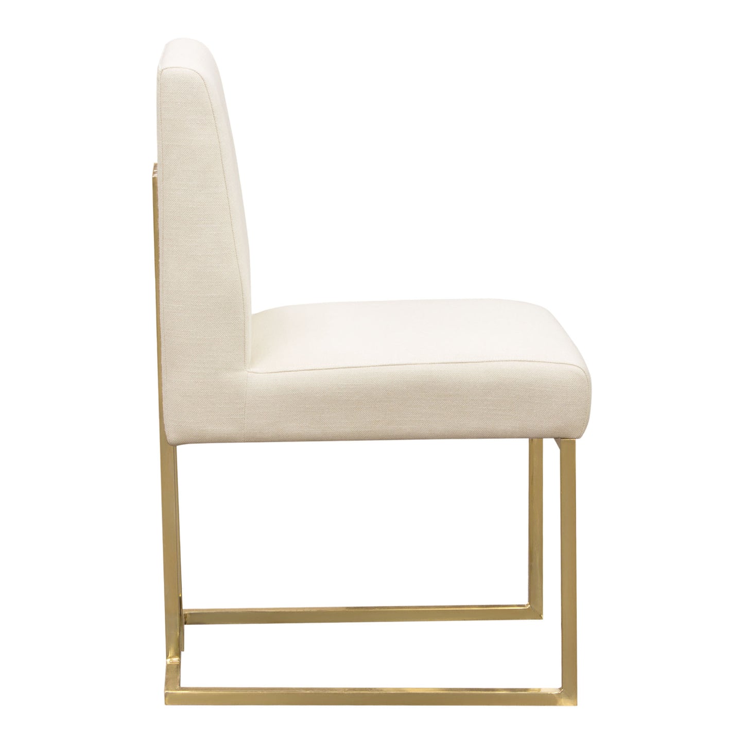 Set of (2) Skyline Dining Chairs in Cream Fabric w/ Polished Gold Metal Frame by Diamond Sofa SKYLINEDCCM2PK