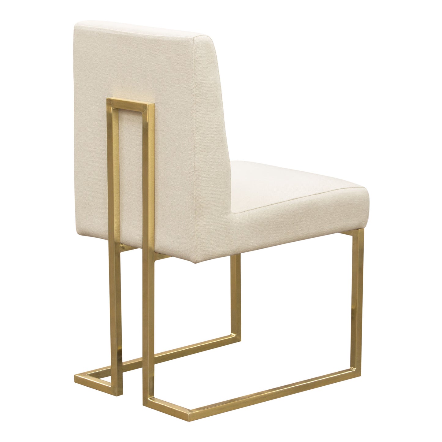 Set of (2) Skyline Dining Chairs in Cream Fabric w/ Polished Gold Metal Frame by Diamond Sofa SKYLINEDCCM2PK