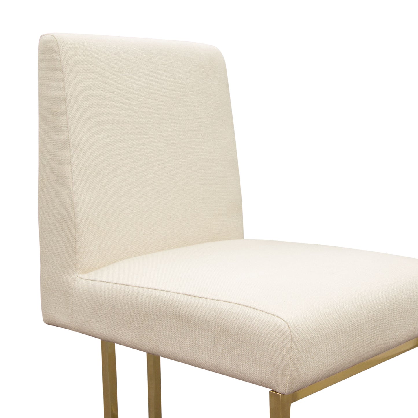 Set of (2) Skyline Dining Chairs in Cream Fabric w/ Polished Gold Metal Frame by Diamond Sofa SKYLINEDCCM2PK