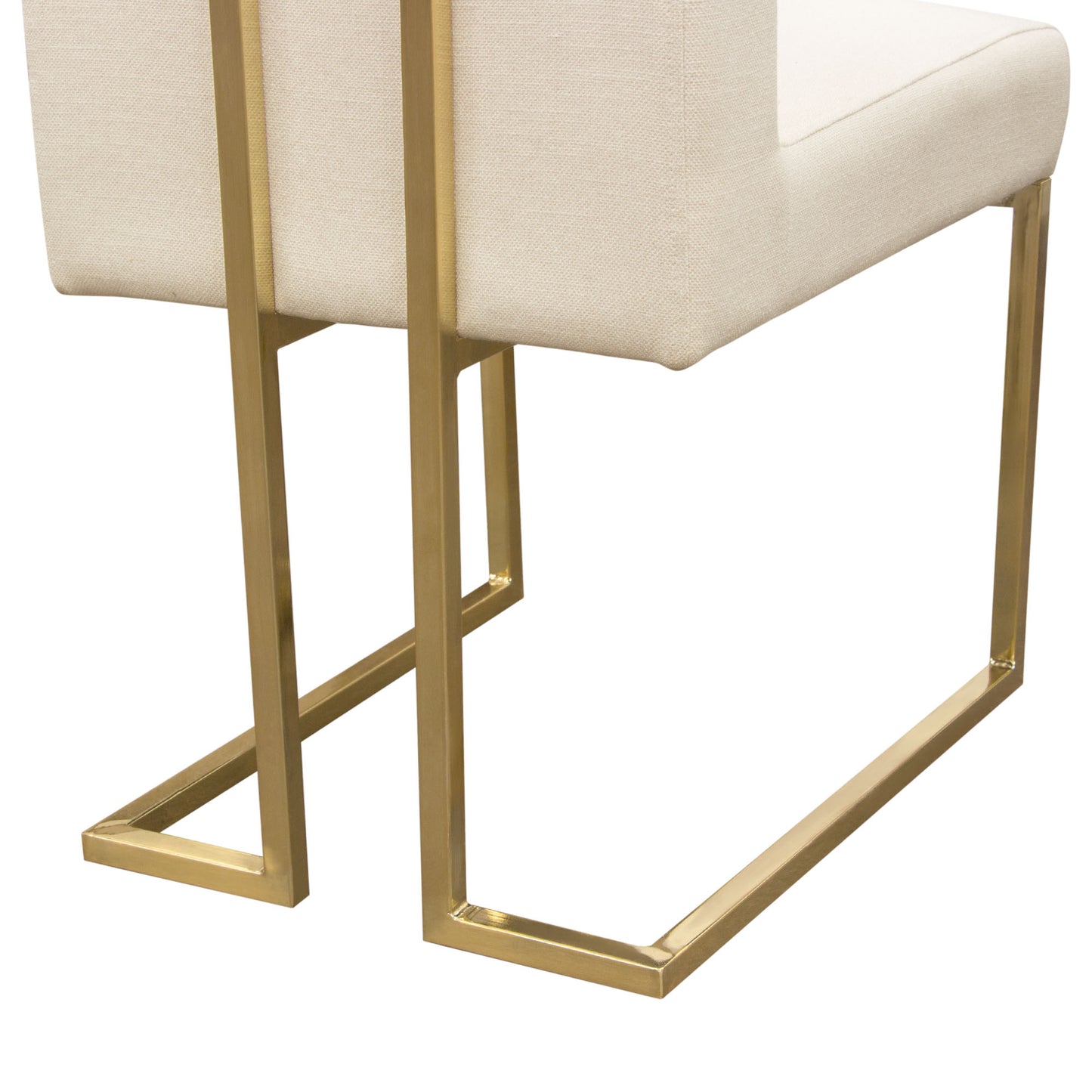 Set of (2) Skyline Dining Chairs in Cream Fabric w/ Polished Gold Metal Frame by Diamond Sofa SKYLINEDCCM2PK