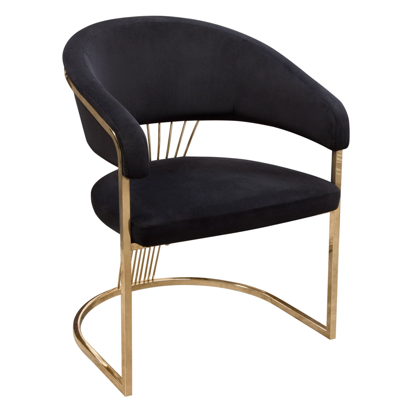 Solstice Dining Chair in Velvet w/ Polished Gold Metal Frame by Diamond Sofa