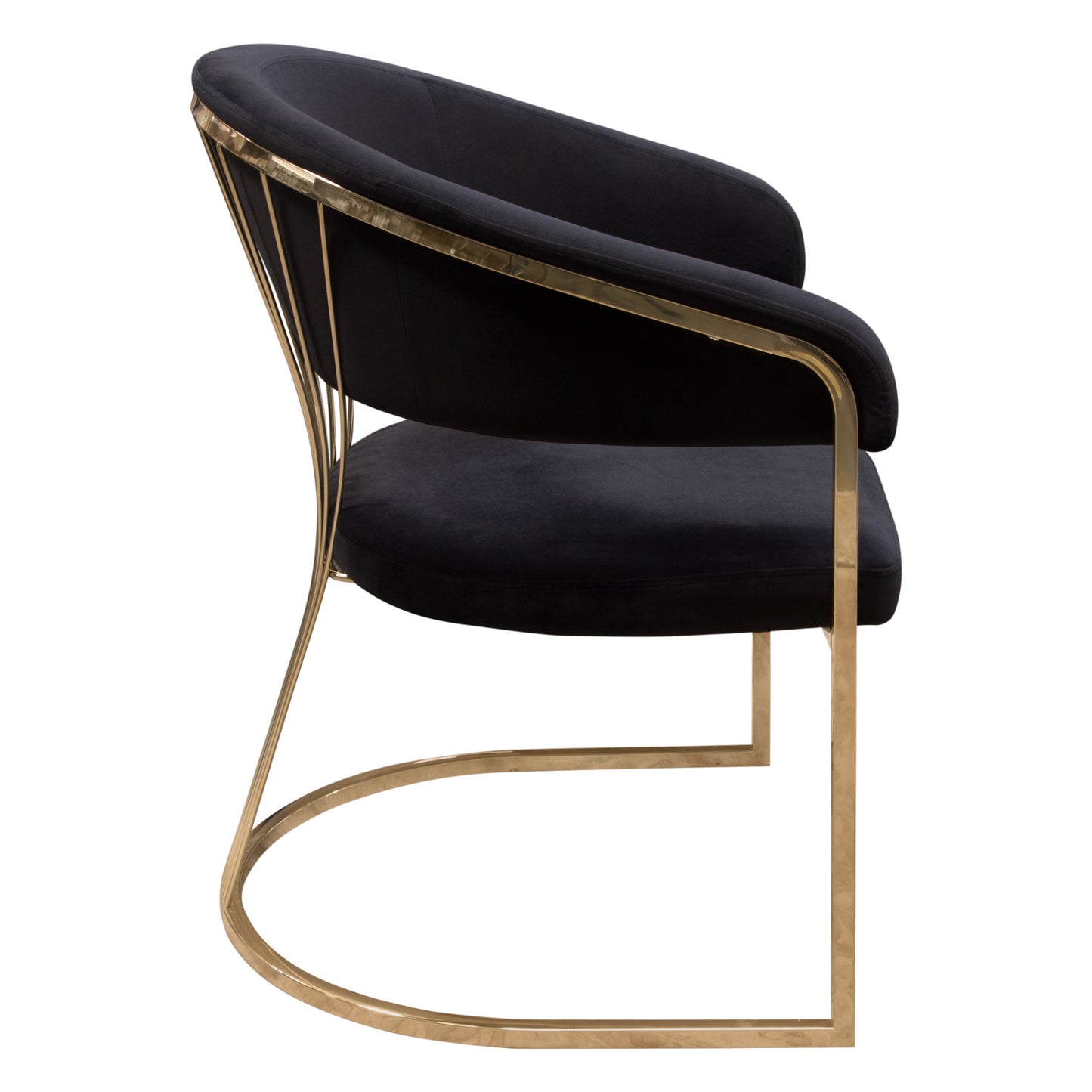 Solstice Dining Chair in Velvet w/ Polished Gold Metal Frame by Diamond Sofa