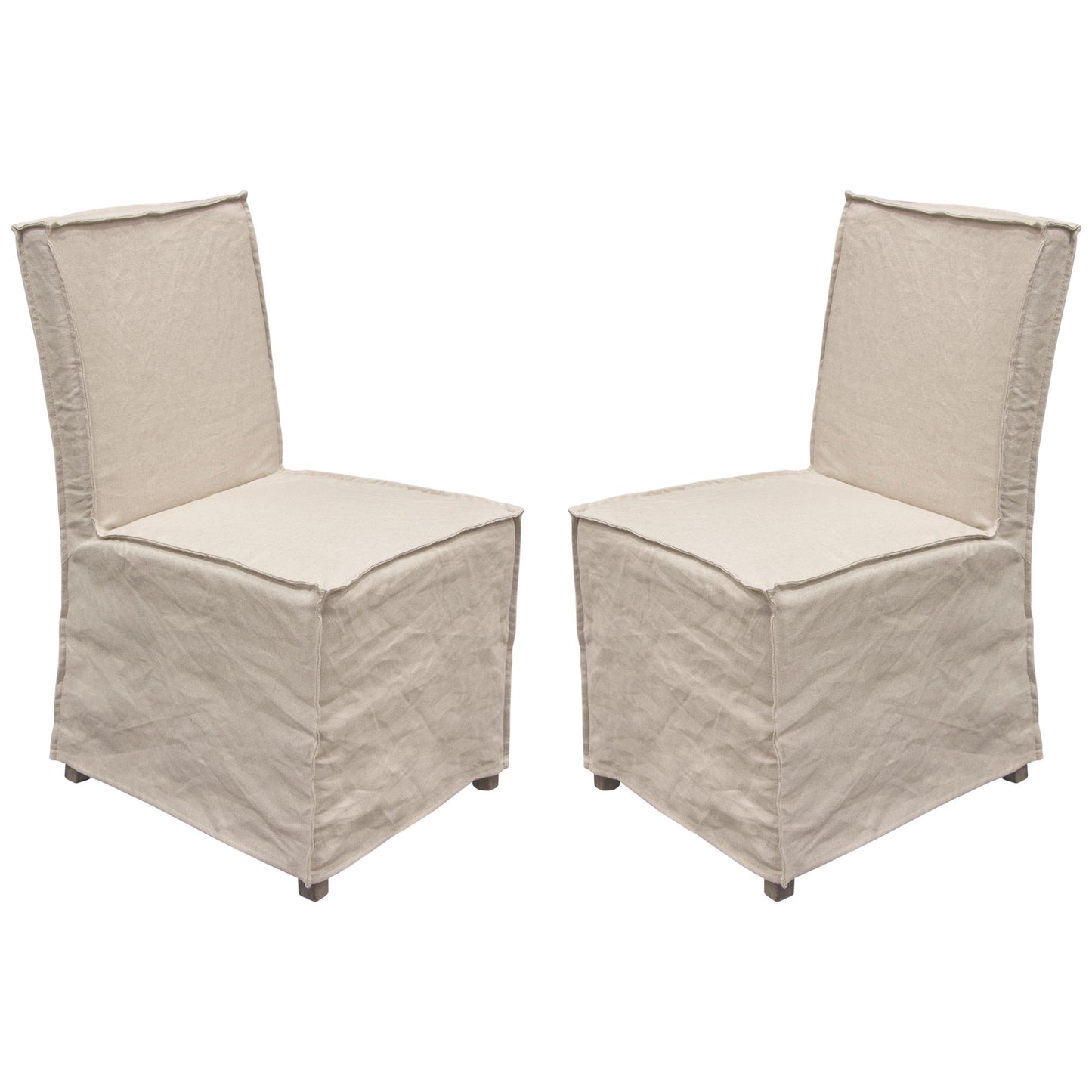 Sonoma 2-Pack Dining Chairs with Wood Legs and Sand Linen Removable Slipcover by Diamond Sofa SONOMADCLN2PK