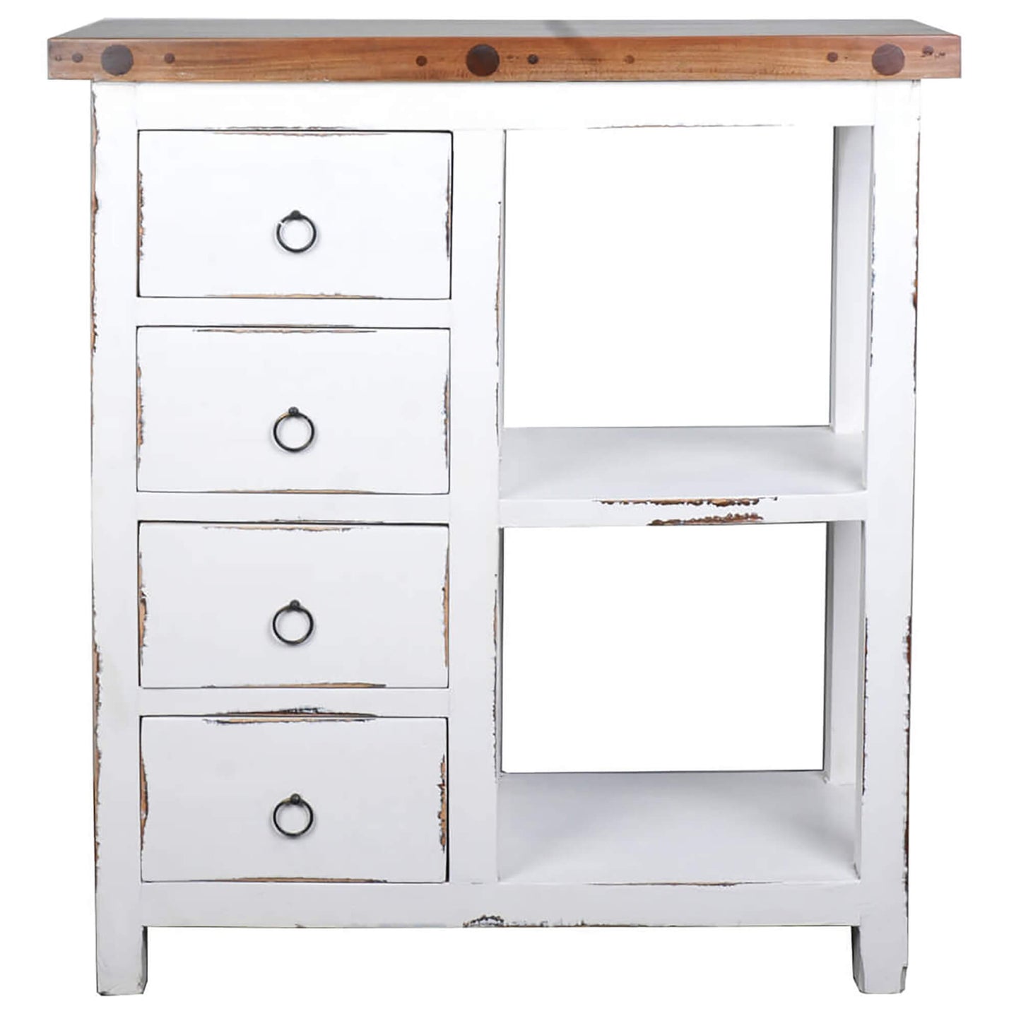 Sunset Trading Cottage Basket Cabinet | Distressed White/Savage Brown Solid Wood | Fully Assembled Sideboard CC-CAB2228TLD-WWSV-B