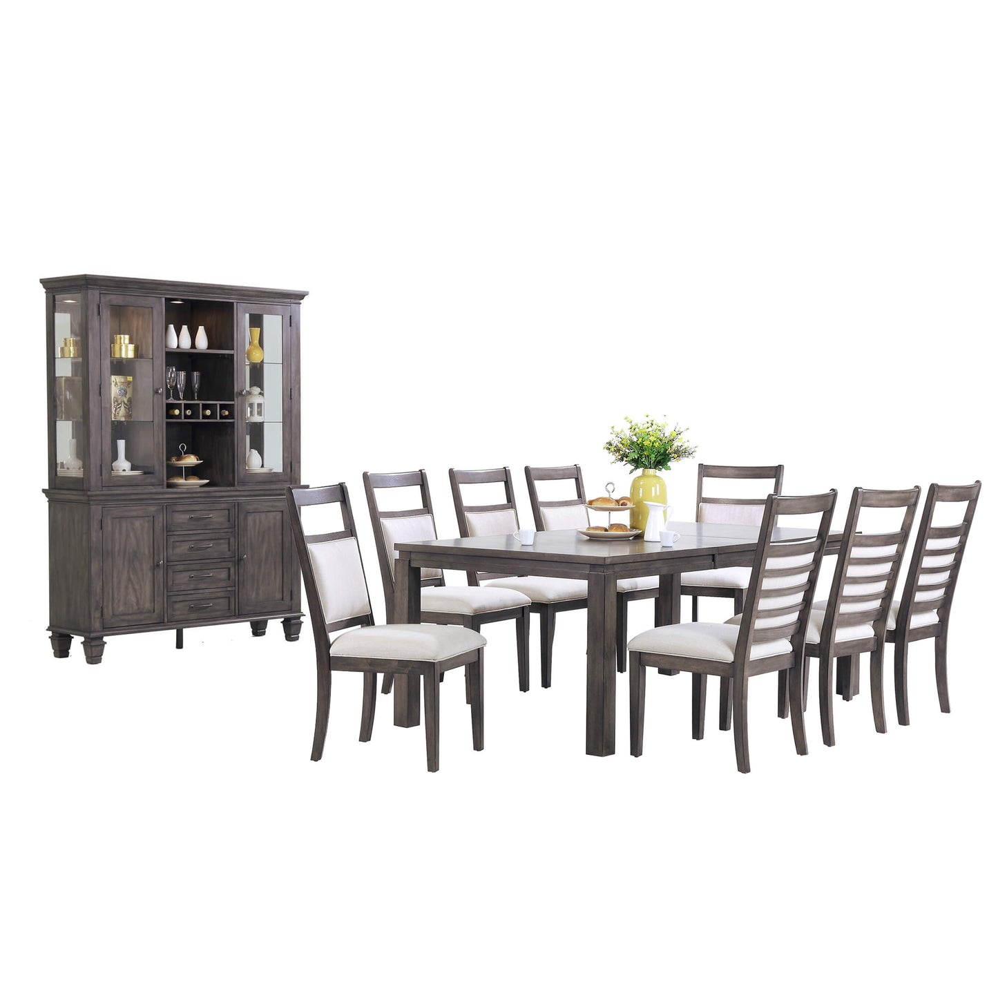 Sunset Trading Shades of Gray 11 Piece 82" Rectangular Extendable Dining Set DLU-EL9282-C90-BH11PC