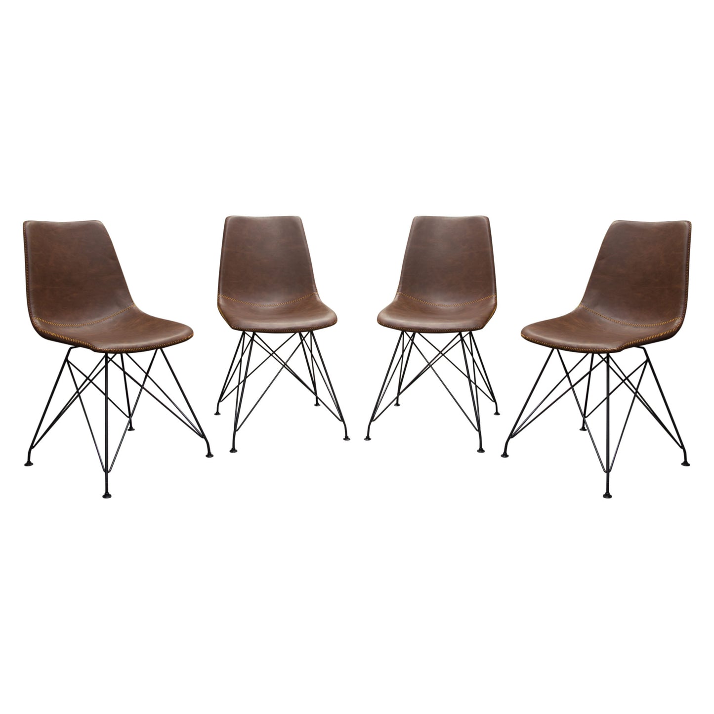 Theo Set of (4) Dining Chairs in Leatherette w/ Black Metal Base by Diamond Sofa