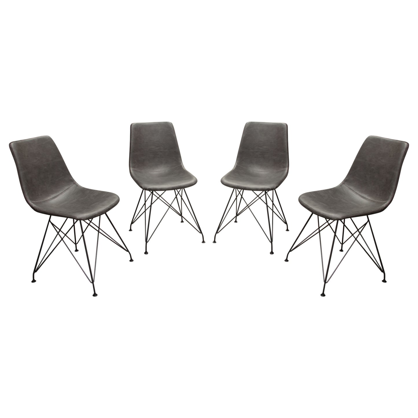 Theo Set of (4) Dining Chairs in Leatherette w/ Black Metal Base by Diamond Sofa