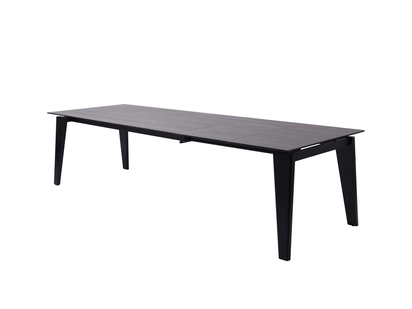 Whiteline Theo Extendable Dining Table, 6mm glass + 3mm ceramic top, birch wood legs in black DT1718-BLK