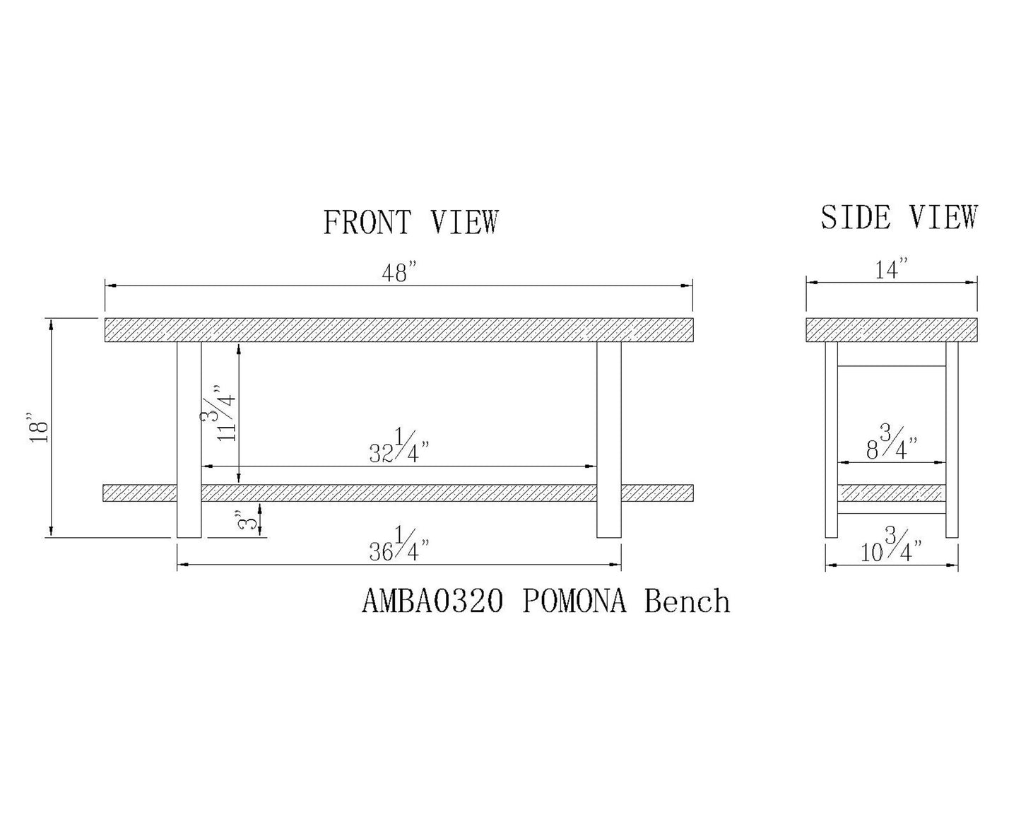 ALATERRE Pomona Metal and Wood Bench