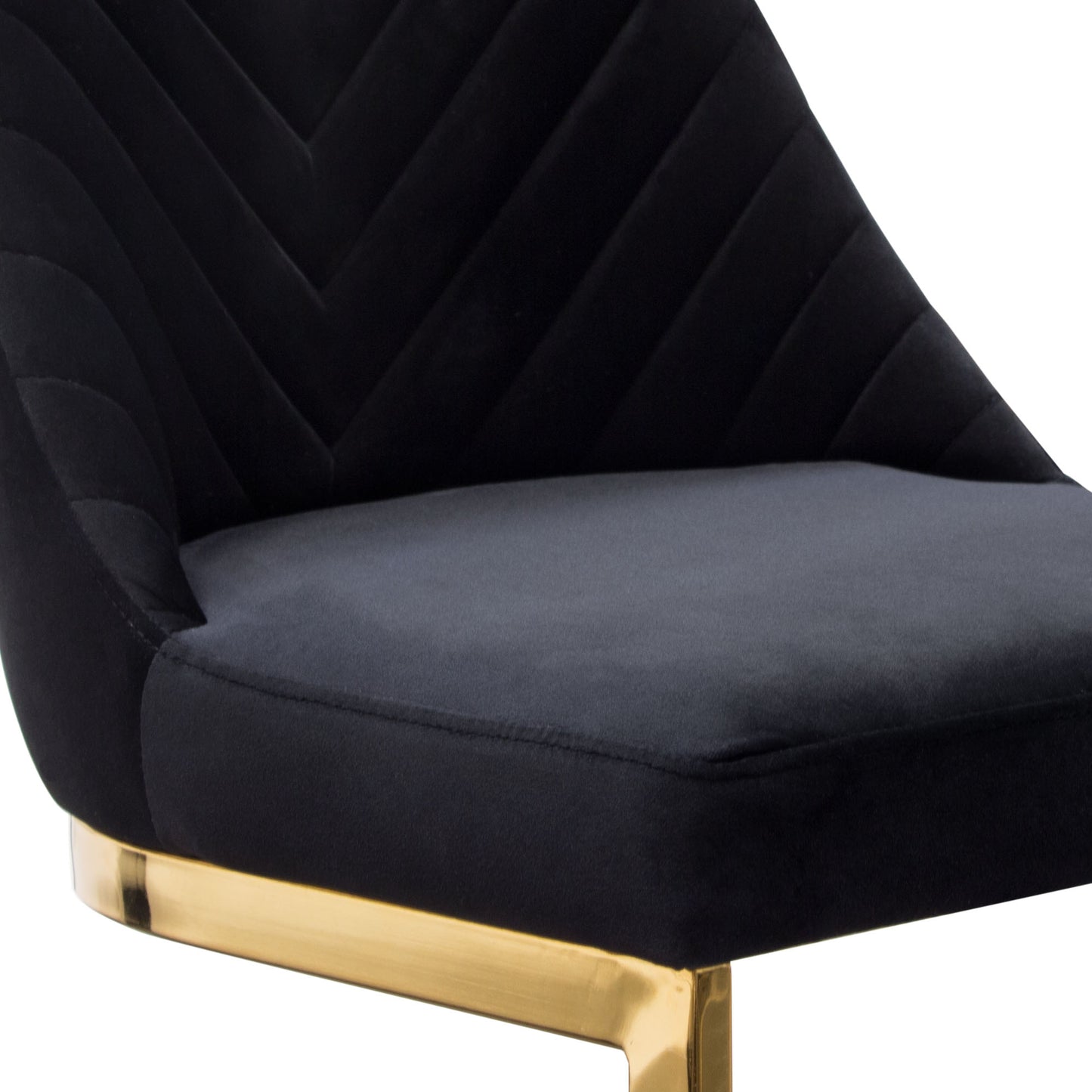 Vogue Set of (2) Bar Height Chairs in Black Velvet with Polished Gold Metal Base by Diamond Sofa VOGUE2BCBL2PK