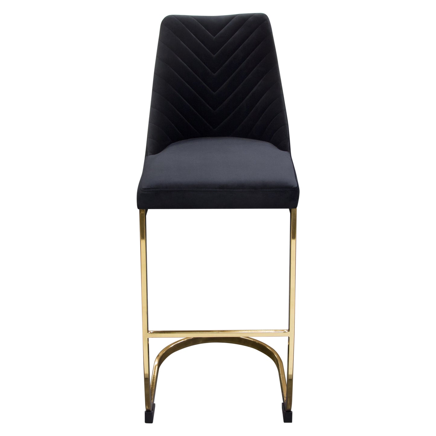 Vogue Set of (2) Bar Height Chairs in Black Velvet with Polished Gold Metal Base by Diamond Sofa VOGUE2BCBL2PK