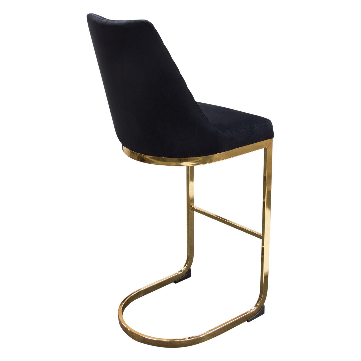 Vogue Set of (2) Bar Height Chairs in Black Velvet with Polished Gold Metal Base by Diamond Sofa VOGUE2BCBL2PK